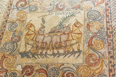 Mosaics Depicting Charioteer Driving Four Horses by Roman Roman